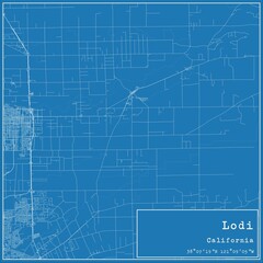 Blueprint US city map of Lodi, California.