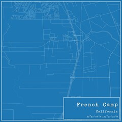 Blueprint US city map of French Camp, California.