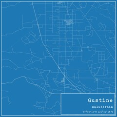 Blueprint US city map of Gustine, California.