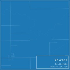 Blueprint US city map of Victor, California.