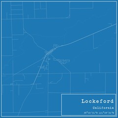 Blueprint US city map of Lockeford, California.