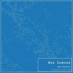 Blueprint US city map of Ben Lomond, California.