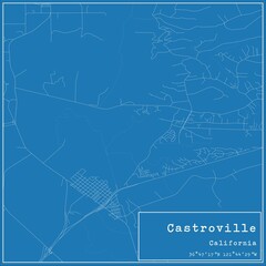 Blueprint US city map of Castroville, California.