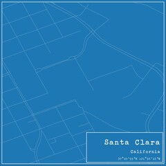 Blueprint US city map of Santa Clara, California.