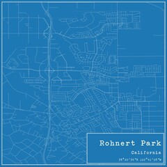 Obraz premium Blueprint US city map of Rohnert Park, California.