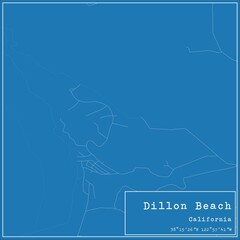 Blueprint US city map of Dillon Beach, California.