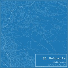 Blueprint US city map of El Sobrante, California.