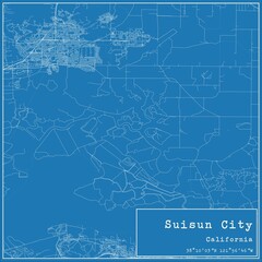Blueprint US city map of Suisun City, California.