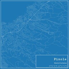 Blueprint US city map of Pinole, California.
