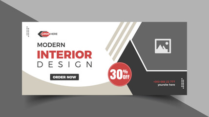 Interior design Facebook cover banner template. Perfect for Super Sale, special offer banner, advertising promotion banner, Special offer, Creative background, Graphic design elements.