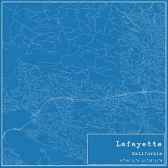 Blueprint US city map of Lafayette, California. - obrazy, fototapety, plakaty