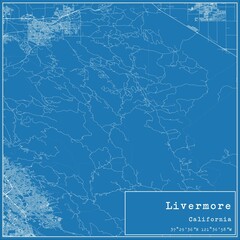 Blueprint US city map of Livermore, California.