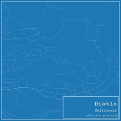 Blueprint US city map of Diablo, California.