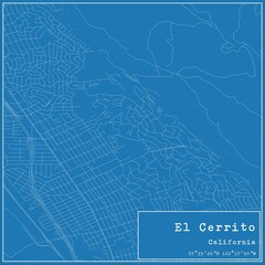 Blueprint US city map of El Cerrito, California. - obrazy, fototapety, plakaty