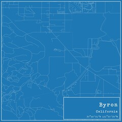 Blueprint US city map of Byron, California.