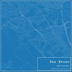Blueprint US city map of San Bruno, California. - obrazy, fototapety, plakaty
