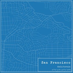 Blueprint US city map of San Francisco, California. - obrazy, fototapety, plakaty
