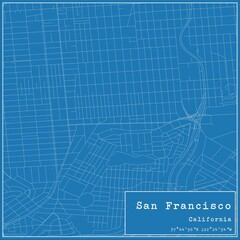 Blueprint US city map of San Francisco, California. - obrazy, fototapety, plakaty