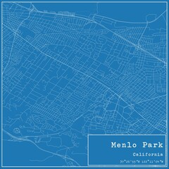 Blueprint US city map of Menlo Park, California.