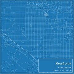 Blueprint US city map of Mendota, California.