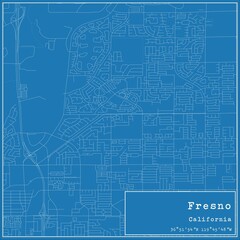Obraz premium Blueprint US city map of Fresno, California.