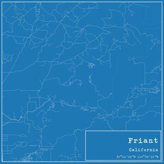 Blueprint US city map of Friant, California.