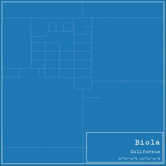 Blueprint US city map of Biola, California.