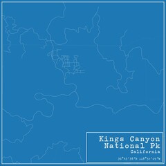 Blueprint US city map of Kings Canyon National Pk, California.
