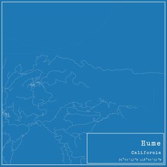 Blueprint US city map of Hume, California.
