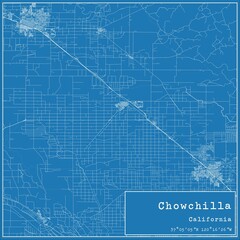 Blueprint US city map of Chowchilla, California.