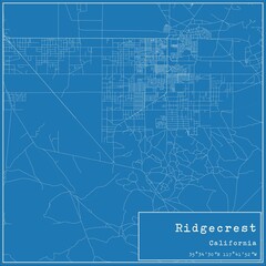 Blueprint US city map of Ridgecrest, California.