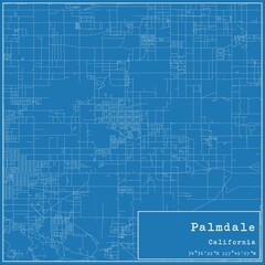 Blueprint US city map of Palmdale, California.