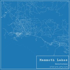 Blueprint US city map of Mammoth Lakes, California. - obrazy, fototapety, plakaty