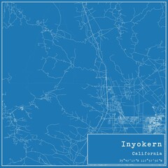 Blueprint US city map of Inyokern, California.