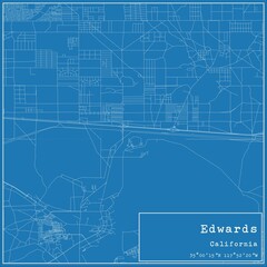 Blueprint US city map of Edwards, California.