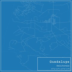 Blueprint US city map of Guadalupe, California.