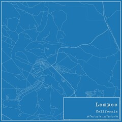 Blueprint US city map of Lompoc, California.