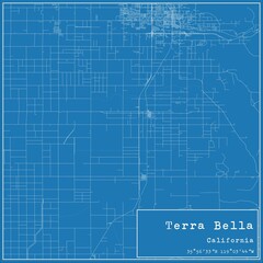 Blueprint US city map of Terra Bella, California. - obrazy, fototapety, plakaty