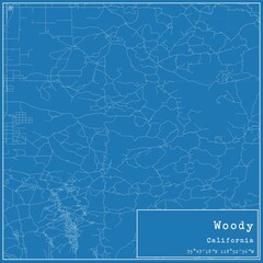 Blueprint US city map of Woody, California. - obrazy, fototapety, plakaty