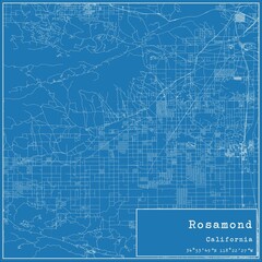 Blueprint US city map of Rosamond, California. - obrazy, fototapety, plakaty