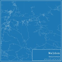 Blueprint US city map of Weldon, California.