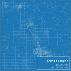 Blueprint US city map of Strathmore, California.