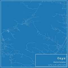 Blueprint US city map of Onyx, California.