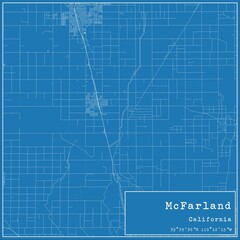 Blueprint US city map of McFarland, California. - obrazy, fototapety, plakaty