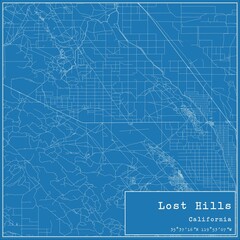 Blueprint US city map of Lost Hills, California.