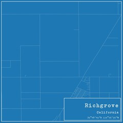 Blueprint US city map of Richgrove, California.