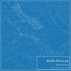 Blueprint US city map of McKittrick, California.