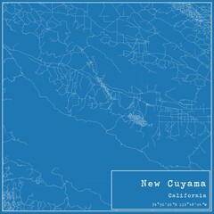 Blueprint US city map of New Cuyama, California.