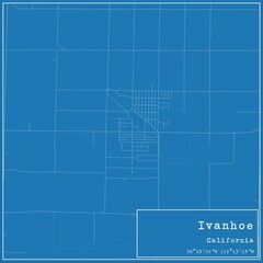 Blueprint US city map of Ivanhoe, California.