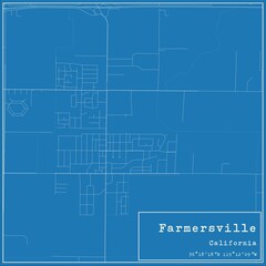 Blueprint US city map of Farmersville, California.